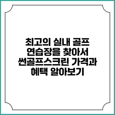 최고의 실내 골프 연습장을 찾아서: 썬골프스크린 가격과 혜택 알아보기
