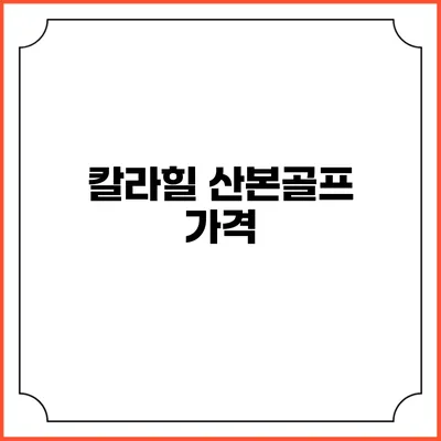 칼라힐 산본골프: 가격
