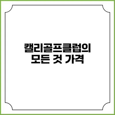 캘리골프클럽의 모든 것: 가격