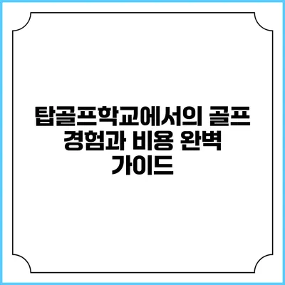 탑골프학교에서의 골프 경험과 비용 완벽 가이드