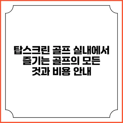 탑스크린 골프: 실내에서 즐기는 골프의 모든 것과 비용 안내