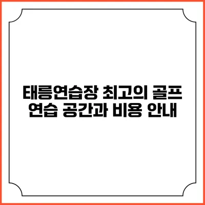 태릉연습장: 최고의 골프 연습 공간과 비용 안내