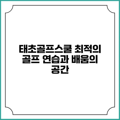 태초골프스쿨: 최적의 골프 연습과 배움의 공간