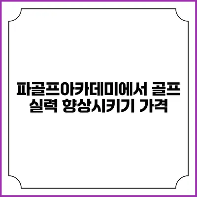 파골프아카데미에서 골프 실력 향상시키기: 가격