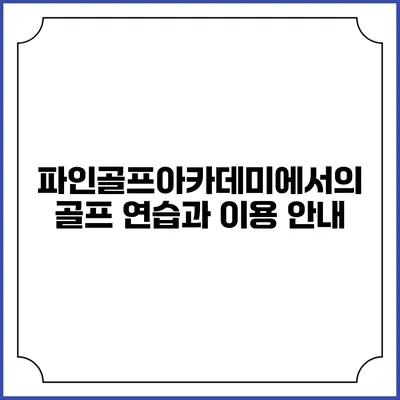 파인골프아카데미에서의 골프 연습과 이용 안내