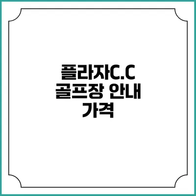 플라자C.C 골프장 안내: 가격