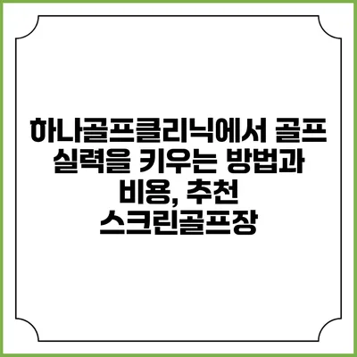 하나골프클리닉에서 골프 실력을 키우는 방법과 비용, 추천 스크린골프장