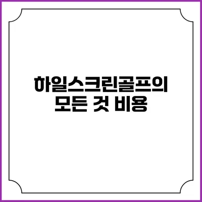 하일스크린골프의 모든 것: 비용