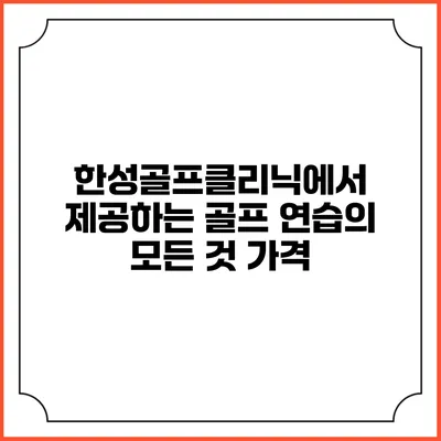 한성골프클리닉에서 제공하는 골프 연습의 모든 것: 가격