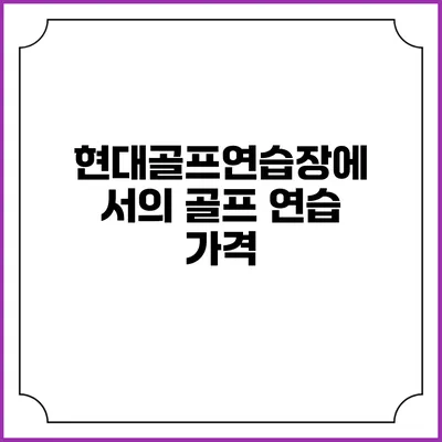 현대골프연습장에서의 골프 연습: 가격