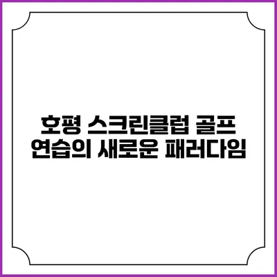 호평 스크린클럽: 골프 연습의 새로운 패러다임