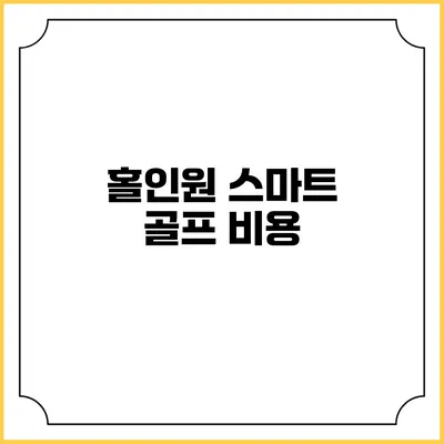 홀인원 스마트 골프: 비용
