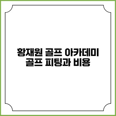 황재원 골프 아카데미: 골프 피팅과 비용