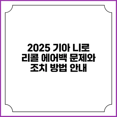 2025 기아 니로 리콜 에어백 문제와 조치 방법 안내