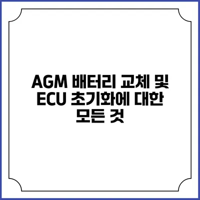 AGM 배터리 교체 및 ECU 초기화에 대한 모든 것