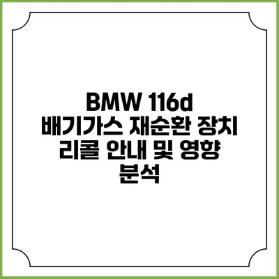 BMW 116d 배기가스 재순환 장치 리콜 안내 및 영향 분석