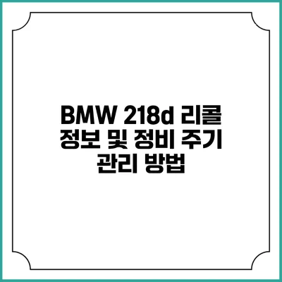 BMW 218d 리콜 정보 및 정비 주기 관리 방법