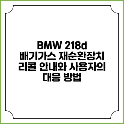 BMW 218d 배기가스 재순환장치 리콜 안내와 사용자의 대응 방법