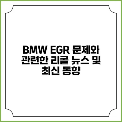 BMW EGR 문제와 관련한 리콜 뉴스 및 최신 동향