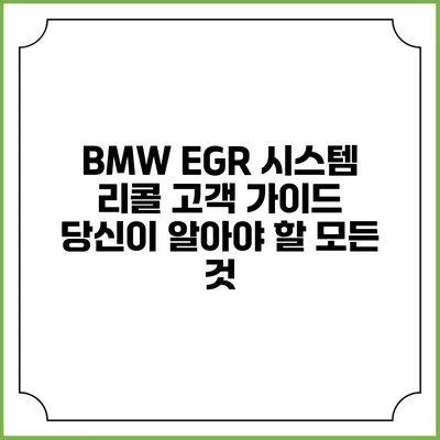 BMW EGR 시스템 리콜 고객 가이드: 당신이 알아야 할 모든 것