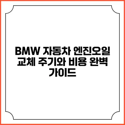 BMW 자동차 엔진오일 교체 주기와 비용 완벽 가이드