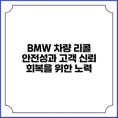 BMW 차량 리콜: 안전성과 고객 신뢰 회복을 위한 노력