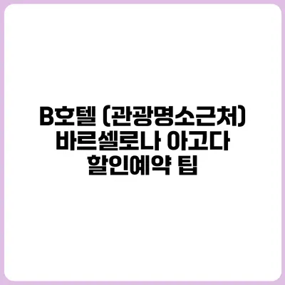 B호텔 (관광명소근처) 바르셀로나 아고다 할인예약 팁