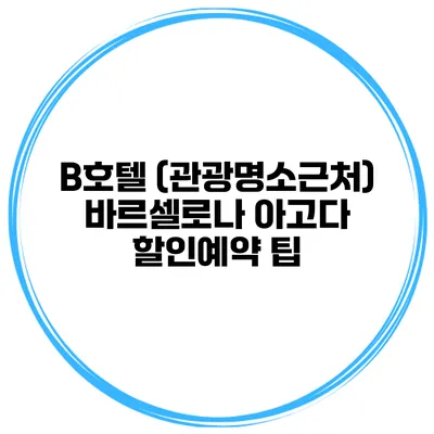 B호텔 (관광명소근처) 바르셀로나 아고다 할인예약 팁