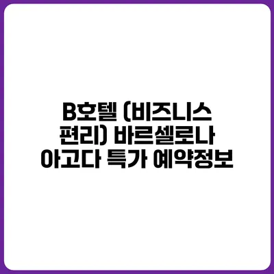B호텔 (비즈니스 편리) 바르셀로나 아고다 특가 예약정보