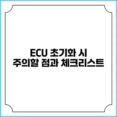 ECU 초기화 시 주의할 점과 체크리스트