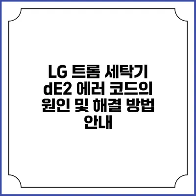 LG 트롬 세탁기 dE2 에러 코드의 원인 및 해결 방법 안내