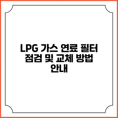 LPG 가스 연료 필터 점검 및 교체 방법 안내