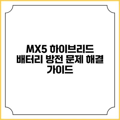MX5 하이브리드 배터리 방전 문제 해결 가이드