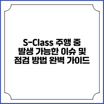 S-Class 주행 중 발생 가능한 이슈 및 점검 방법 완벽 가이드