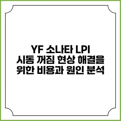YF 소나타 LPI 시동 꺼짐 현상 해결을 위한 비용과 원인 분석