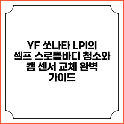 YF 쏘나타 LPI의 셀프 스로틀바디 청소와 캠 센서 교체 완벽 가이드