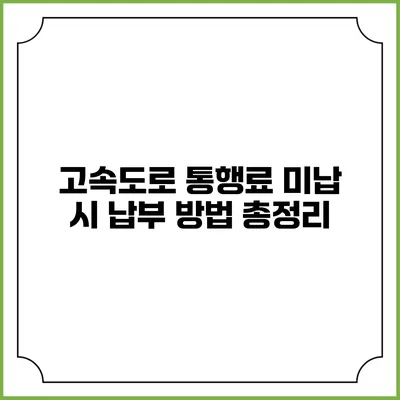 고속도로 통행료 미납 시 납부 방법 총정리