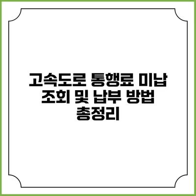 고속도로 통행료 미납 조회 및 납부 방법 총정리