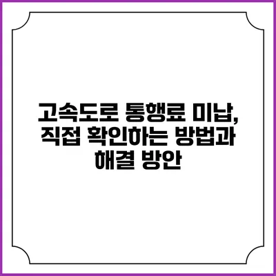 고속도로 통행료 미납, 직접 확인하는 방법과 해결 방안