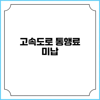 고속도로 통행료 미납