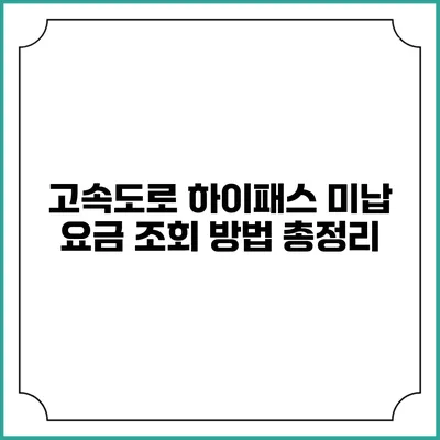 고속도로 하이패스 미납 요금 조회 방법 총정리