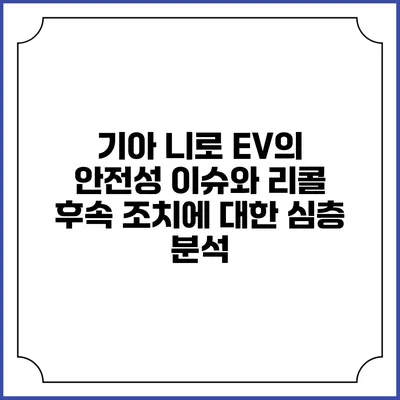 기아 니로 EV의 안전성 이슈와 리콜 후속 조치에 대한 심층 분석