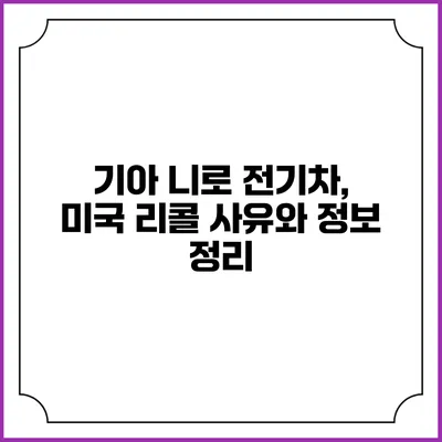 기아 니로 전기차, 미국 리콜 사유와 정보 정리