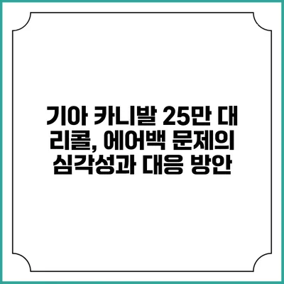 기아 카니발 25만 대 리콜, 에어백 문제의 심각성과 대응 방안
