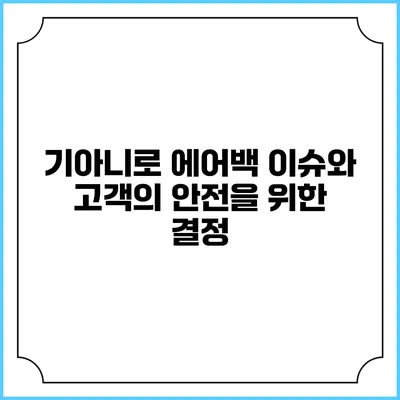 기아니로 에어백 이슈와 고객의 안전을 위한 결정