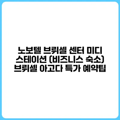 노보텔 브뤼셀 센터 미디 스테이션 (비즈니스 숙소) 브뤼셀 아고다 특가 예약팁