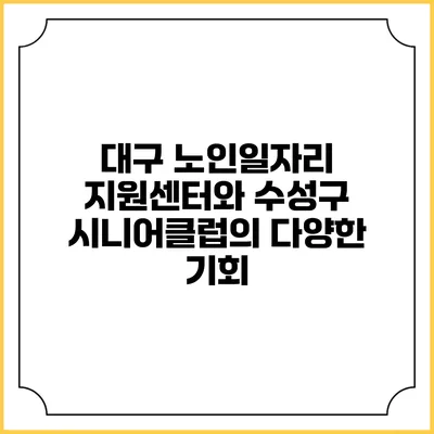 대구 노인일자리 지원센터와 수성구 시니어클럽의 다양한 기회