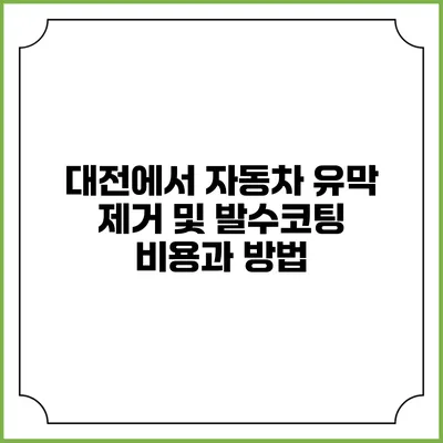 대전에서 자동차 유막 제거 및 발수코팅 비용과 방법