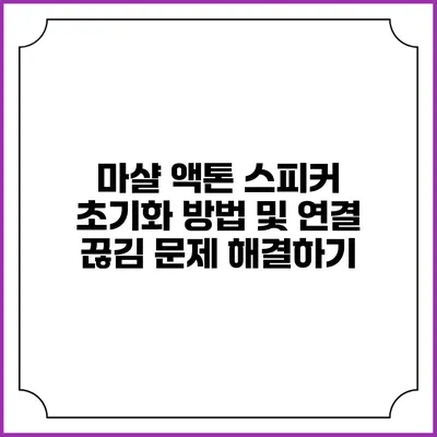마샬 액톤 스피커 초기화 방법 및 연결 끊김 문제 해결하기