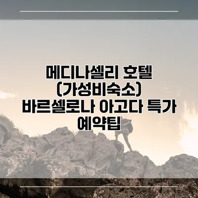 메디나셀리 호텔 (가성비숙소) 바르셀로나 아고다 특가 예약팁